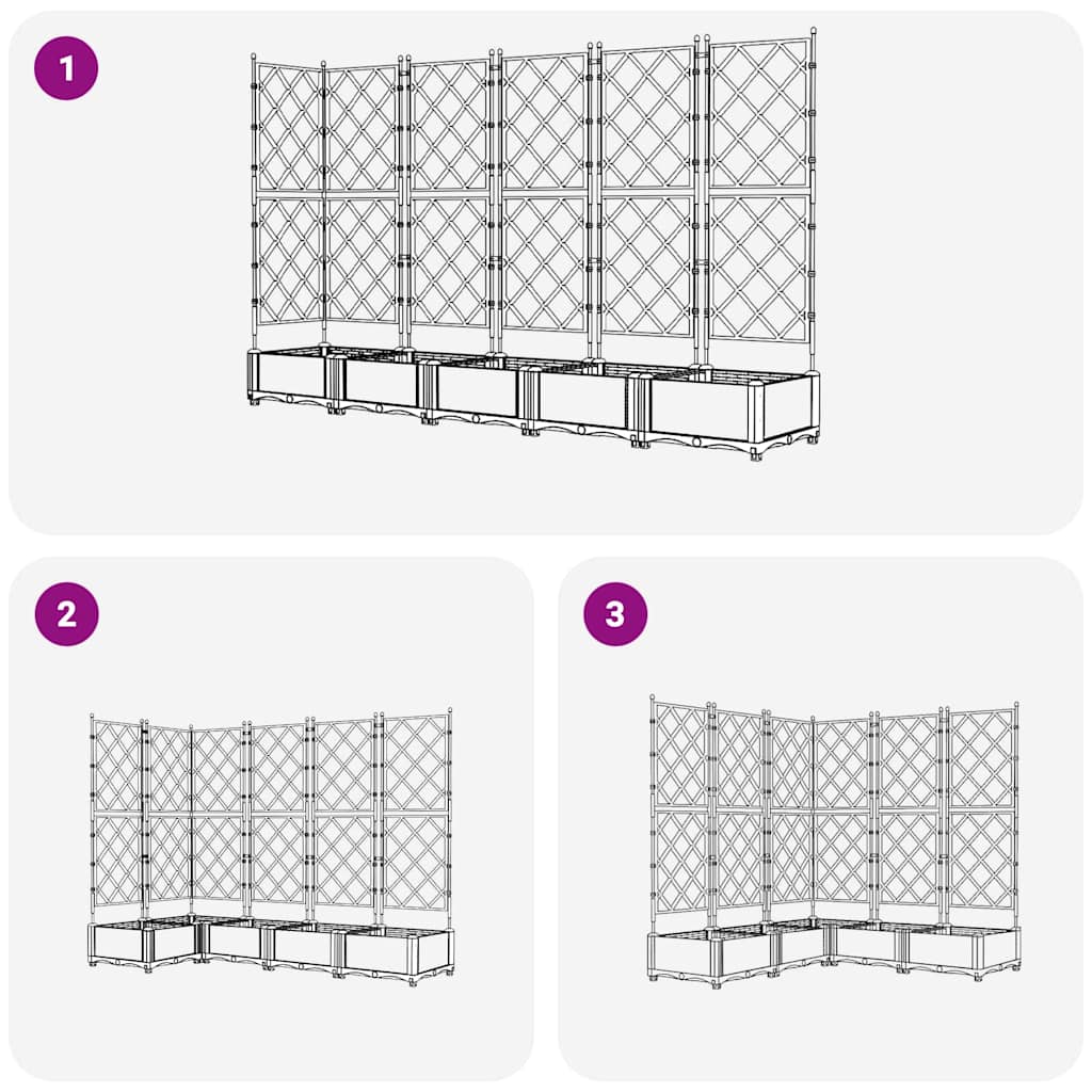 vidaXL Doniczka ogrodowa 5 pcs Biały 120 x 120 x 125,5 cm