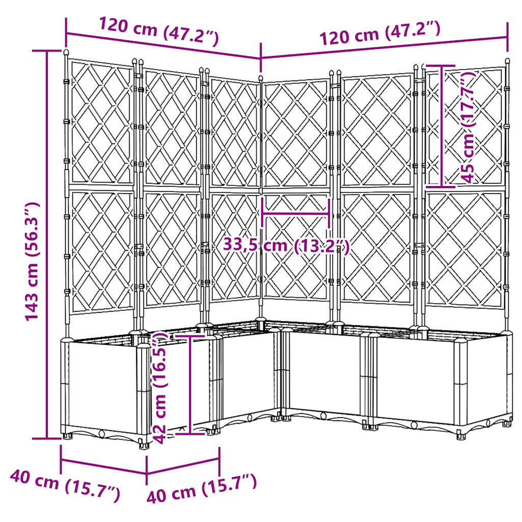 vidaXL Doniczka ogrodowa 5 pcs Biały 120 x 120 x 143 cm