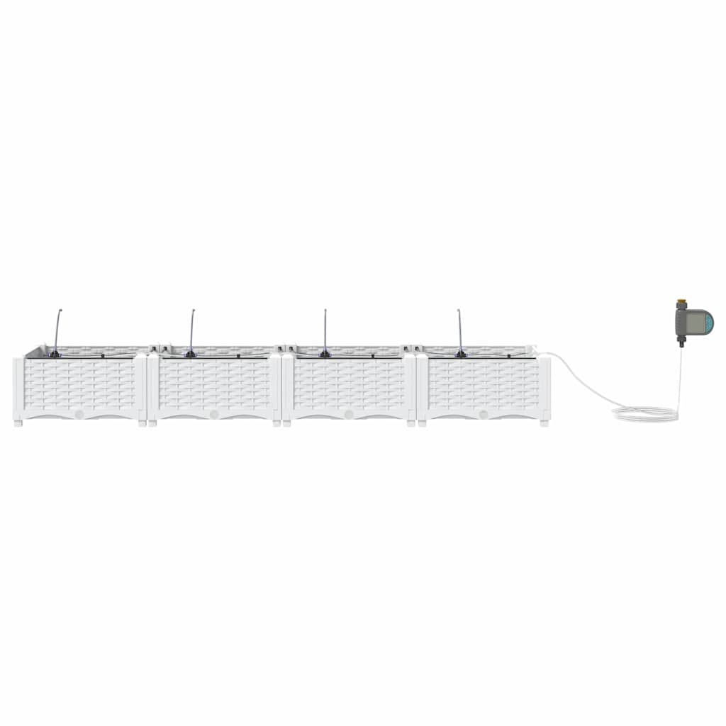 vidaXL Doniczka ogrodowa 4 pcs Biały 160 x 40 x 22 cm