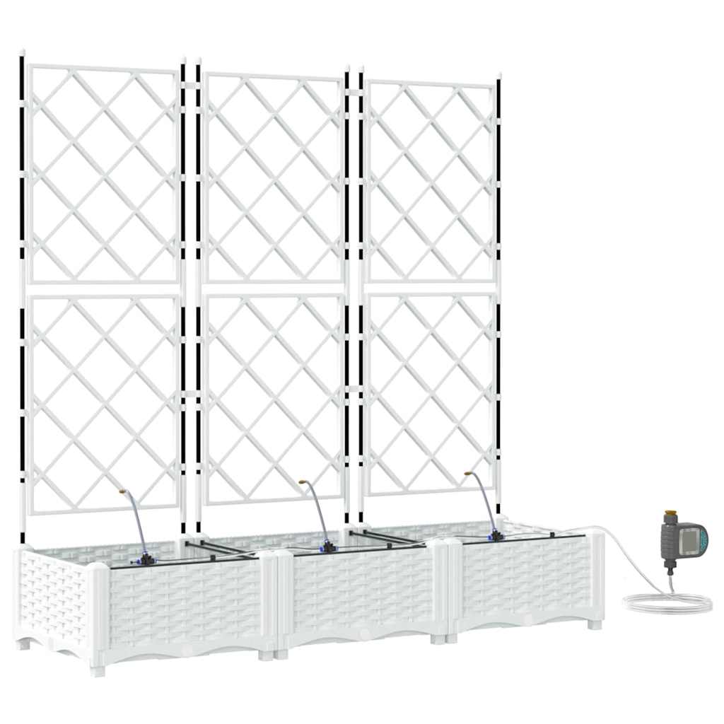 vidaXL Doniczka ogrodowa 3 pcs Biały 120 x 40 x 126 cm