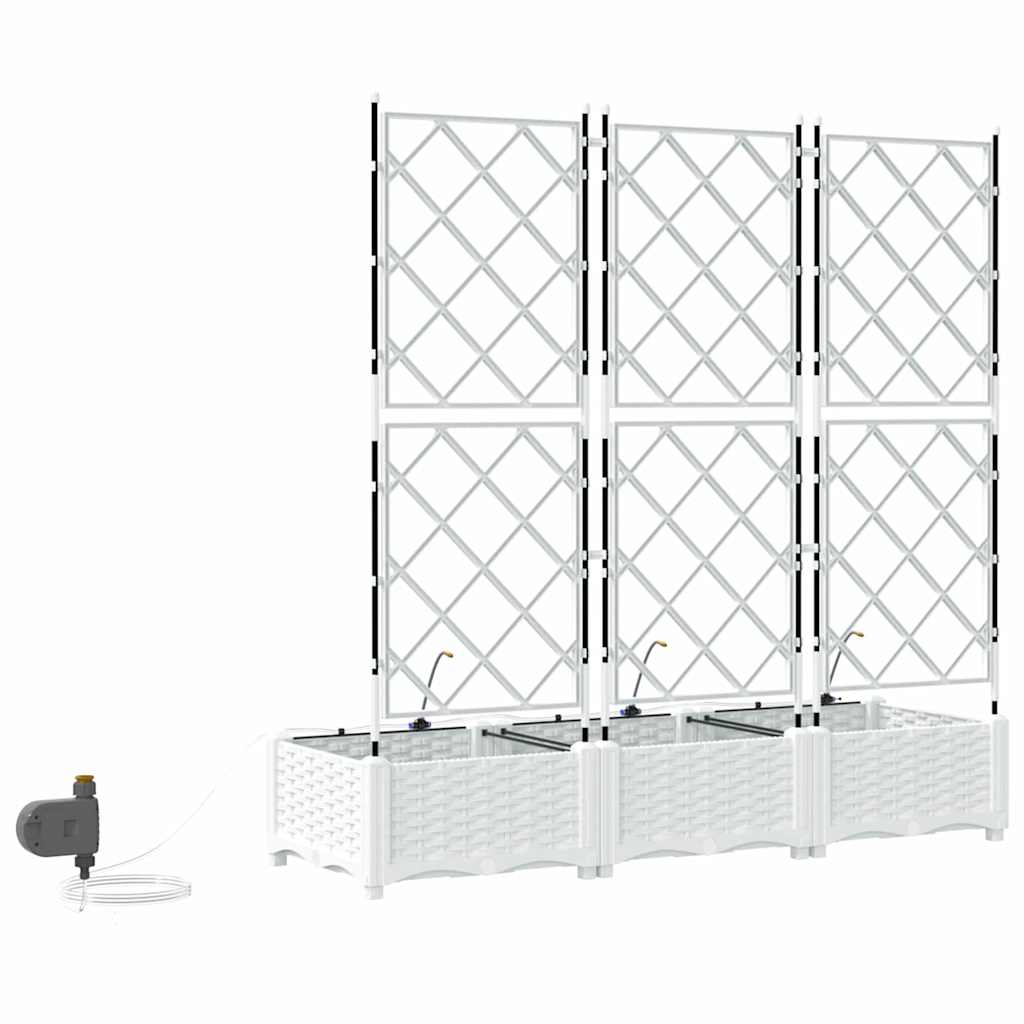 vidaXL Doniczka ogrodowa 3 pcs Biały 120 x 40 x 126 cm