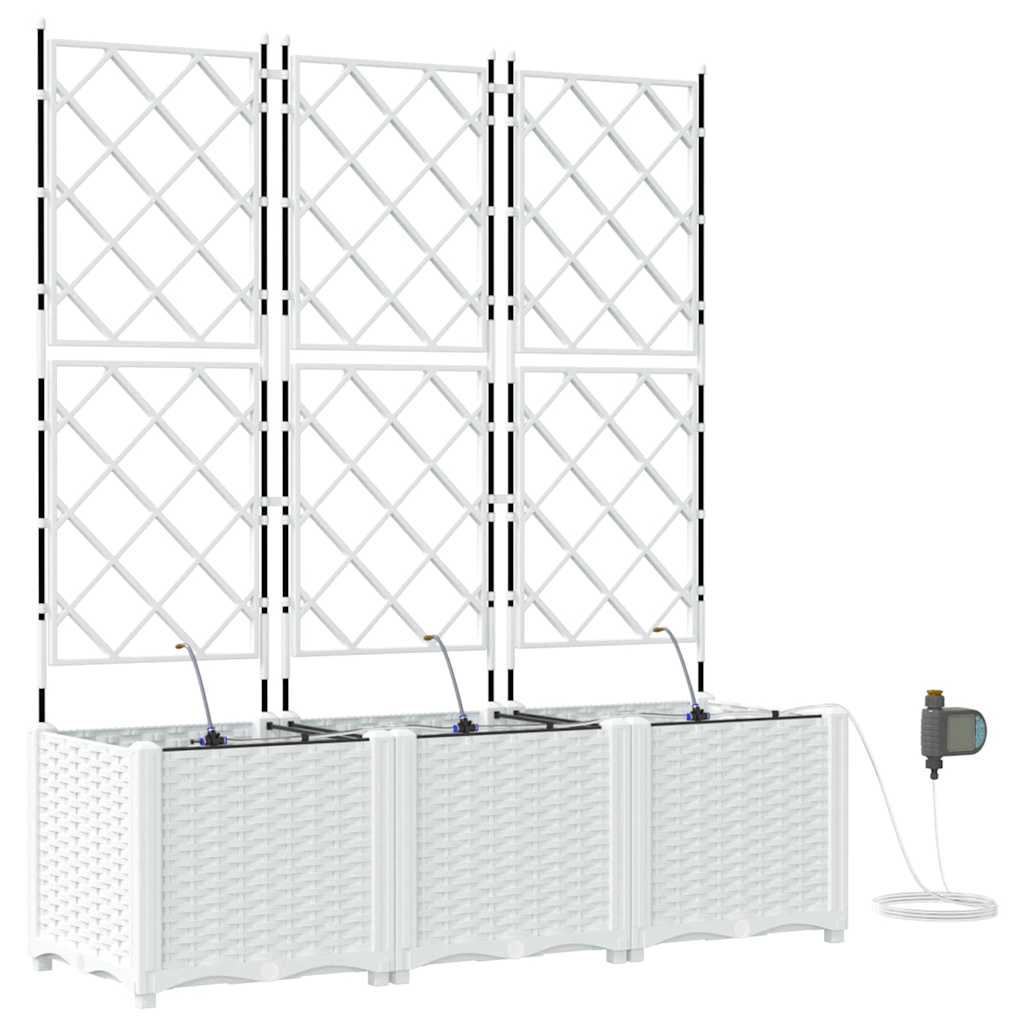 vidaXL Doniczka ogrodowa 3 pcs Biały 120 x 40 x 142 cm