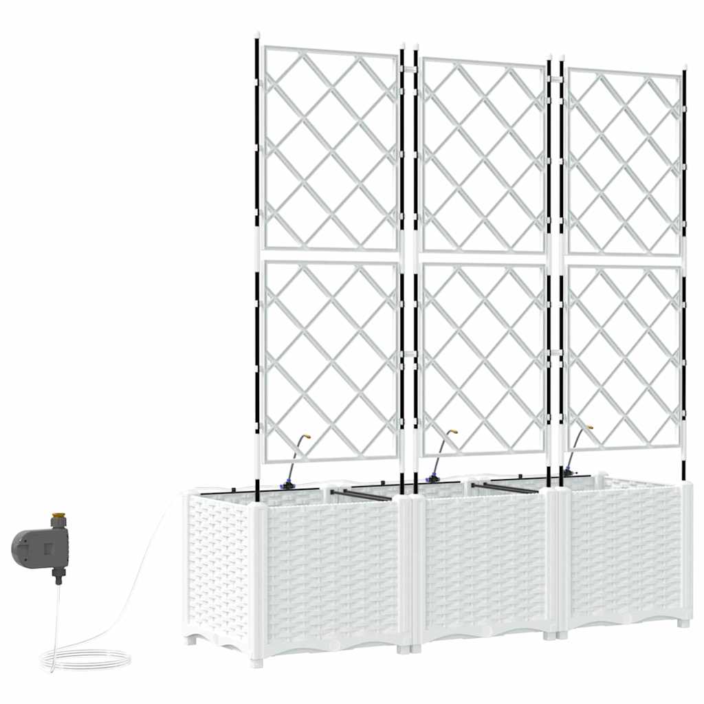 vidaXL Doniczka ogrodowa 3 pcs Biały 120 x 40 x 142 cm
