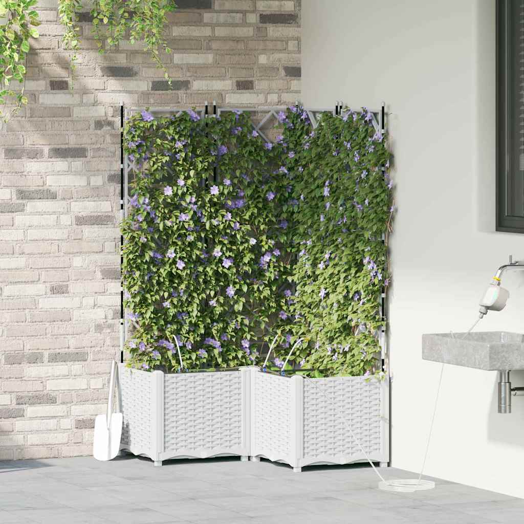 vidaXL Doniczka ogrodowa 3 pcs Biały 80 x 80 x 142 cm