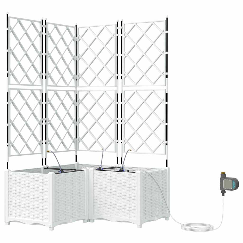 vidaXL Doniczka ogrodowa 3 pcs Biały 80 x 80 x 142 cm