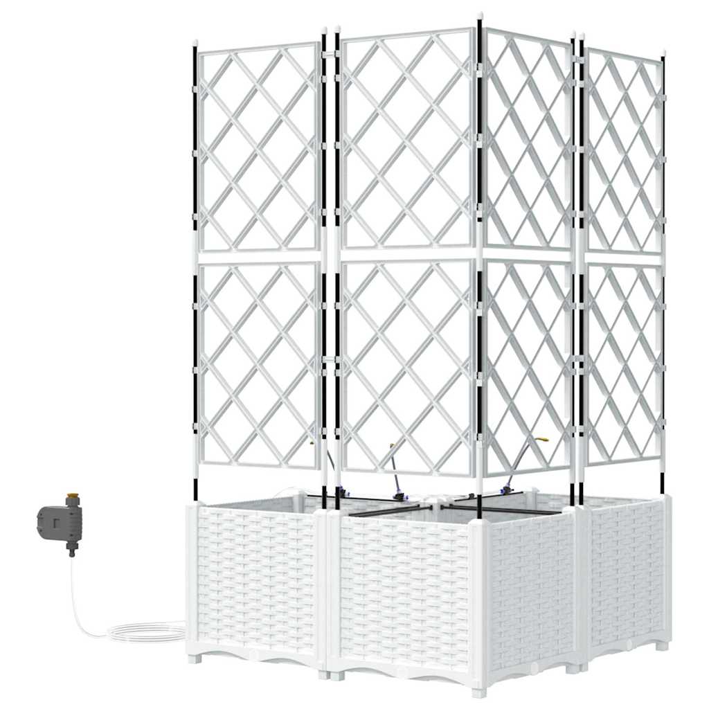 vidaXL Doniczka ogrodowa 3 pcs Biały 80 x 80 x 142 cm