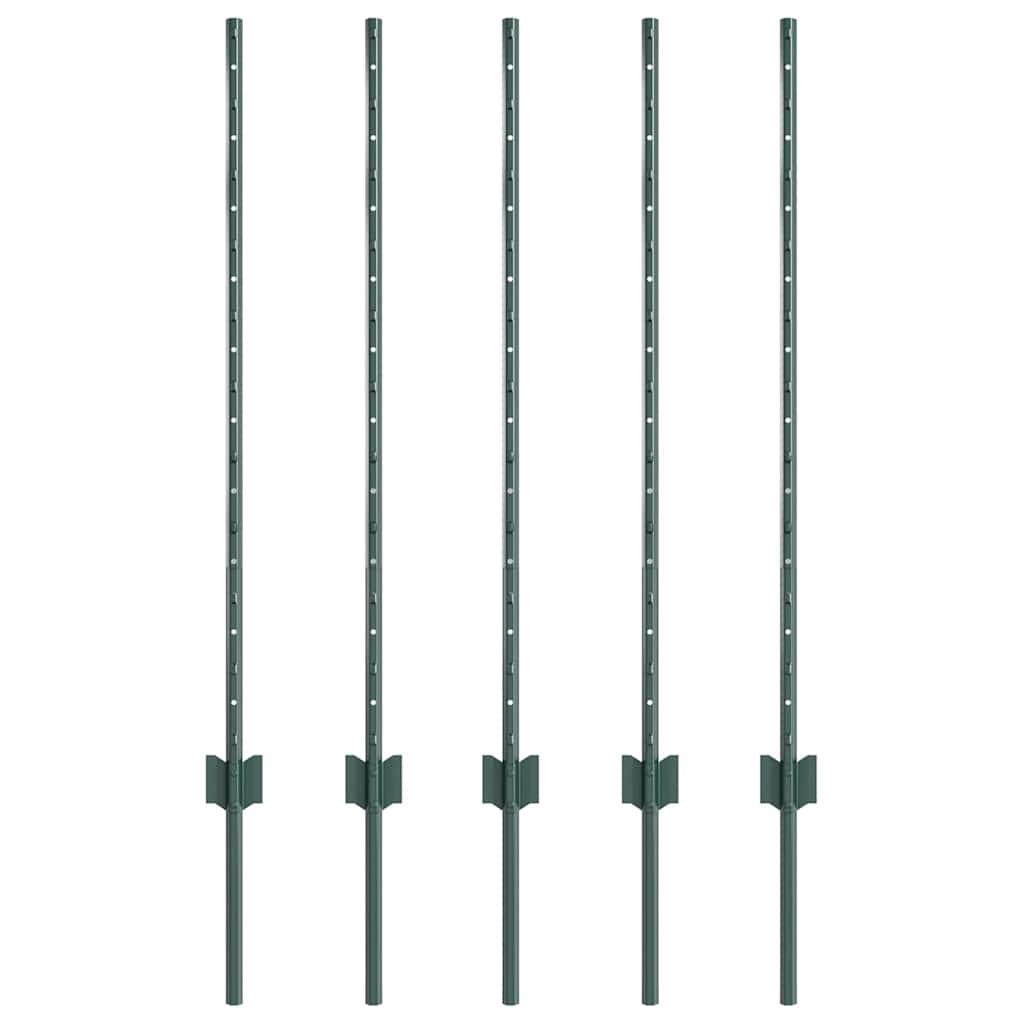 vidaXL Wbudowany słupek ogrodzeniowy 5 szt. zielony 140 cm