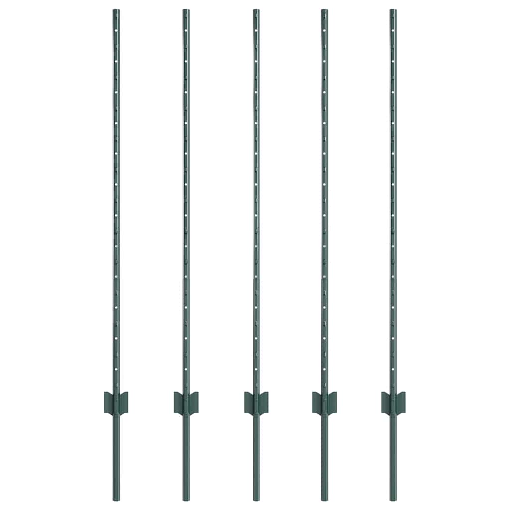 vidaXL Wbudowany słupek ogrodzeniowy 5 pcs zielony 160 cm