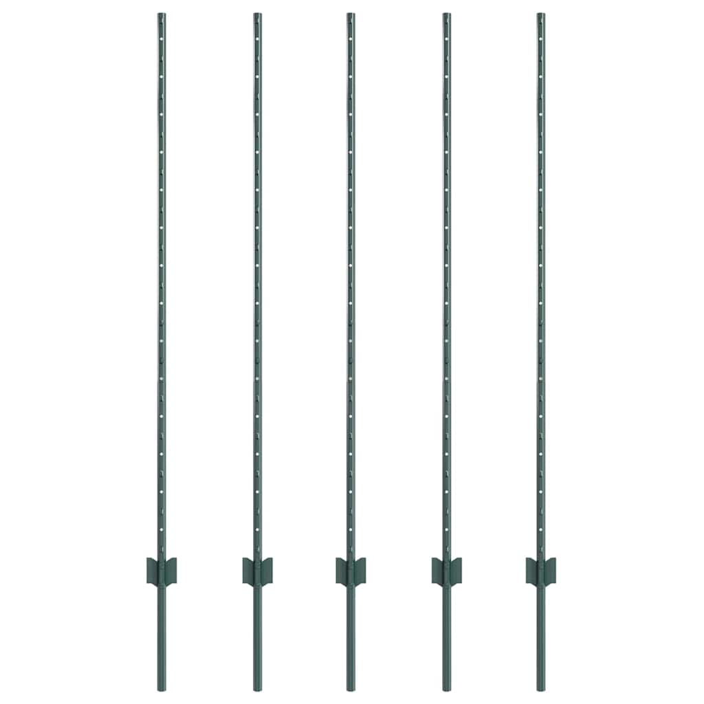 vidaXL Wbudowany słupek ogrodzeniowy 5 pcs zielony 180 cm