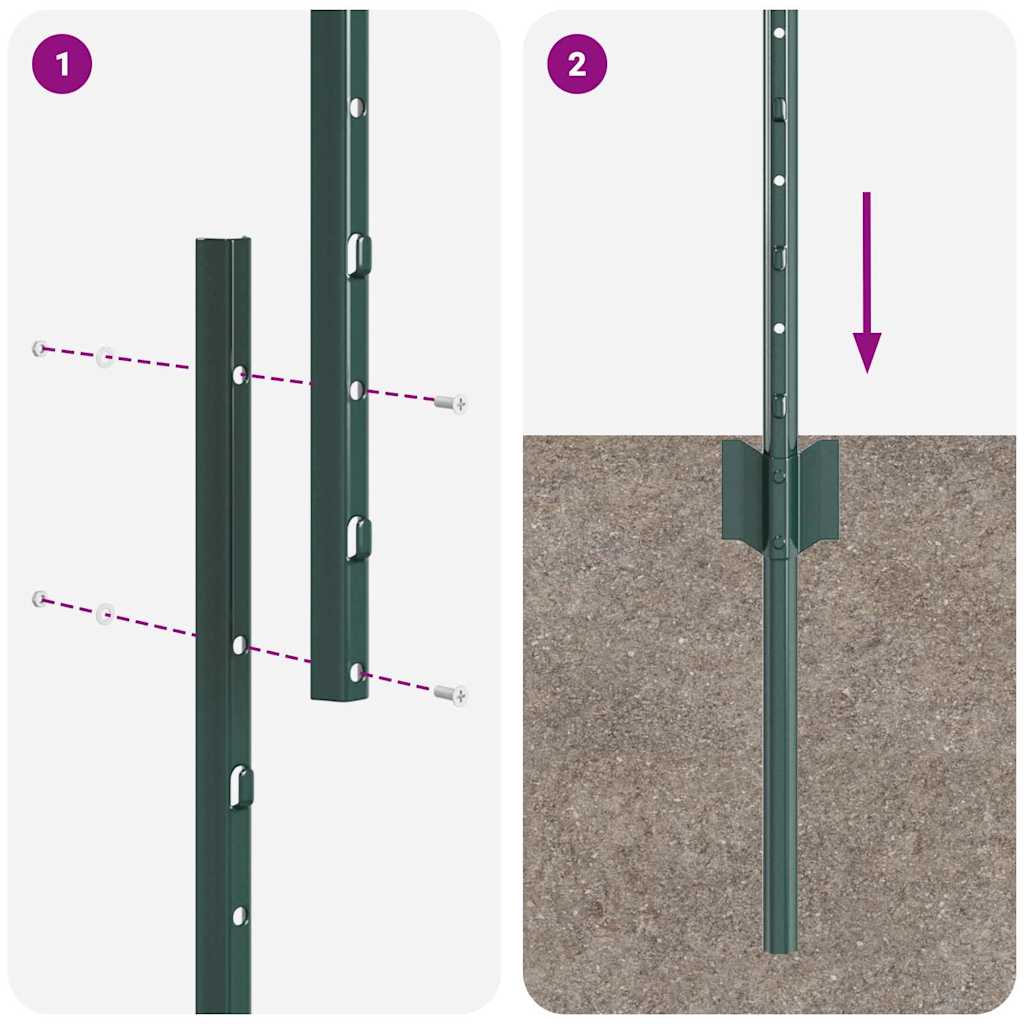 vidaXL Wbudowany słupek ogrodzeniowy 5 pcs zielony 200 cm