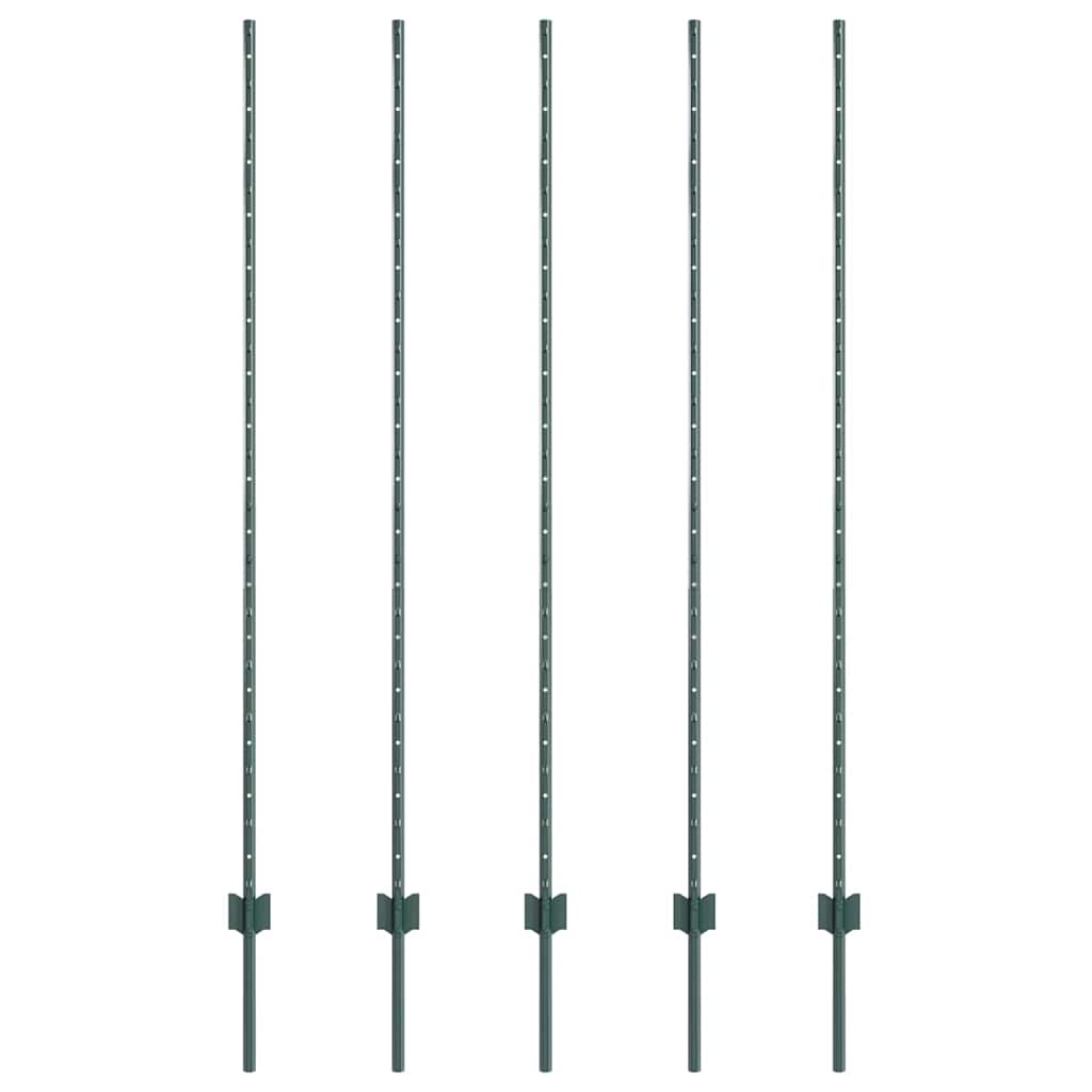 vidaXL Wbudowany słupek ogrodzeniowy 5 pcs zielony 200 cm