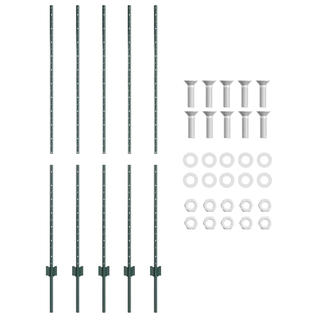 vidaXL Wbudowany słupek ogrodzeniowy 5 pcs zielony 200 cm