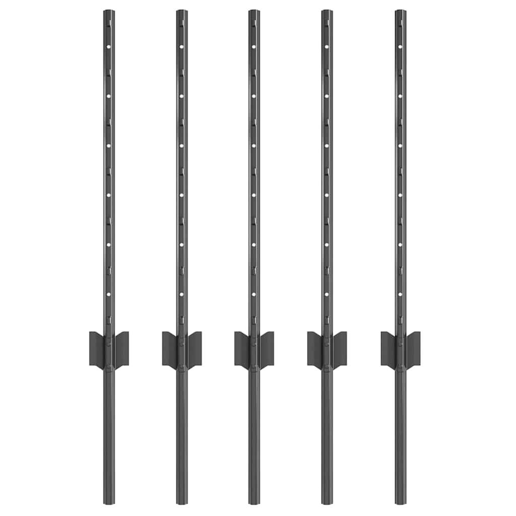 vidaXL Wbudowany słupek ogrodzeniowy 5 szt. Szary 100 cm