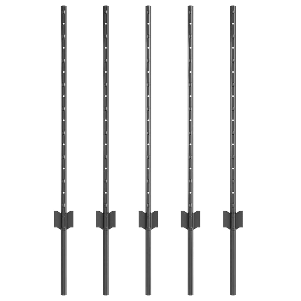 vidaXL Wbudowany słupek ogrodzeniowy 5 szt. Szary 120 cm
