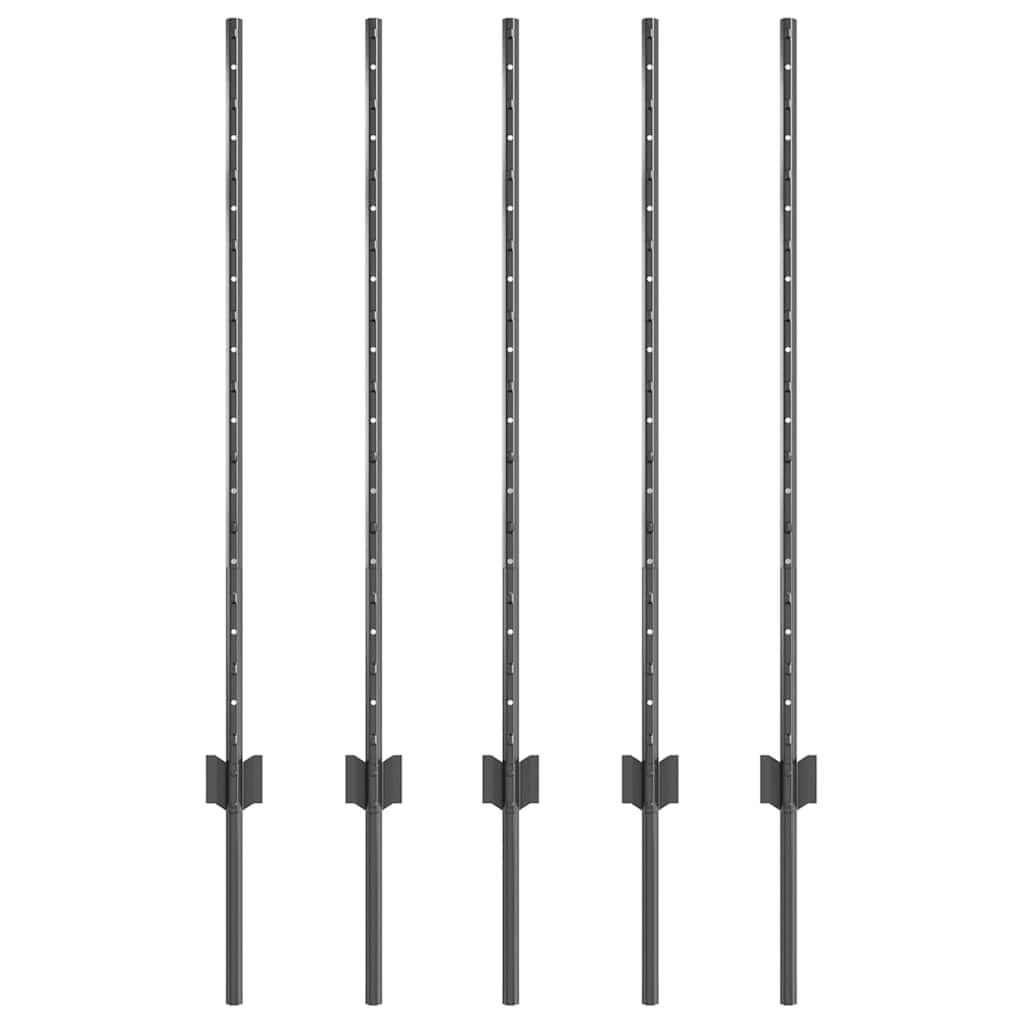 vidaXL Wbudowany słupek ogrodzeniowy 5 szt. Szary 140 cm