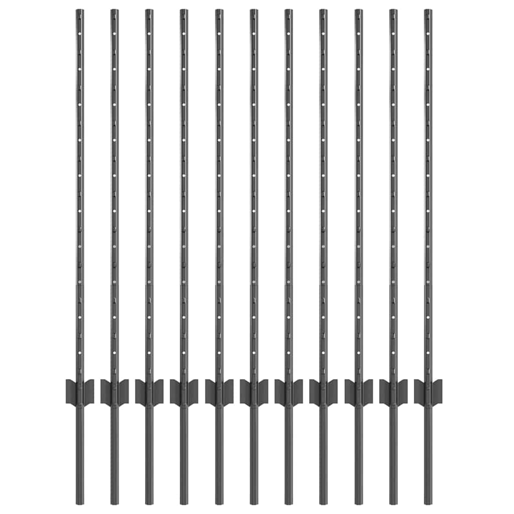 vidaXL Wbudowany słupek ogrodzeniowy 11 pcs Szary 140 cm