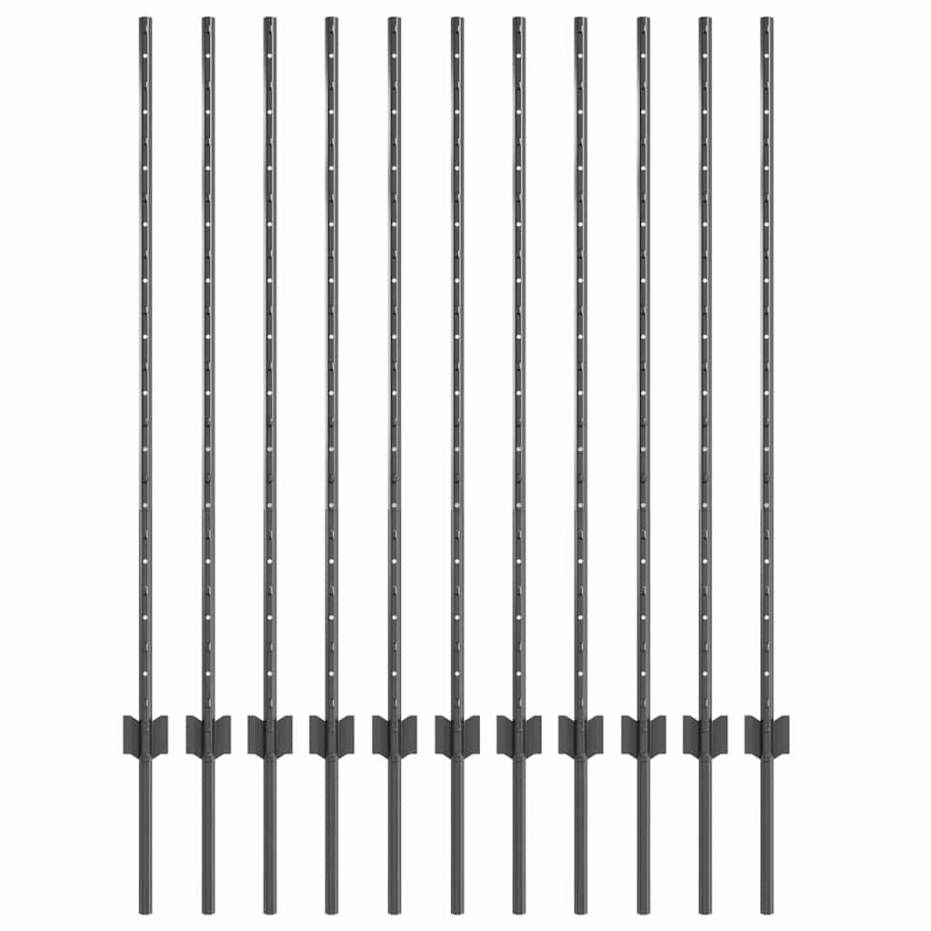 vidaXL Wbudowany słupek ogrodzeniowy 11 pcs Szary 160 cm