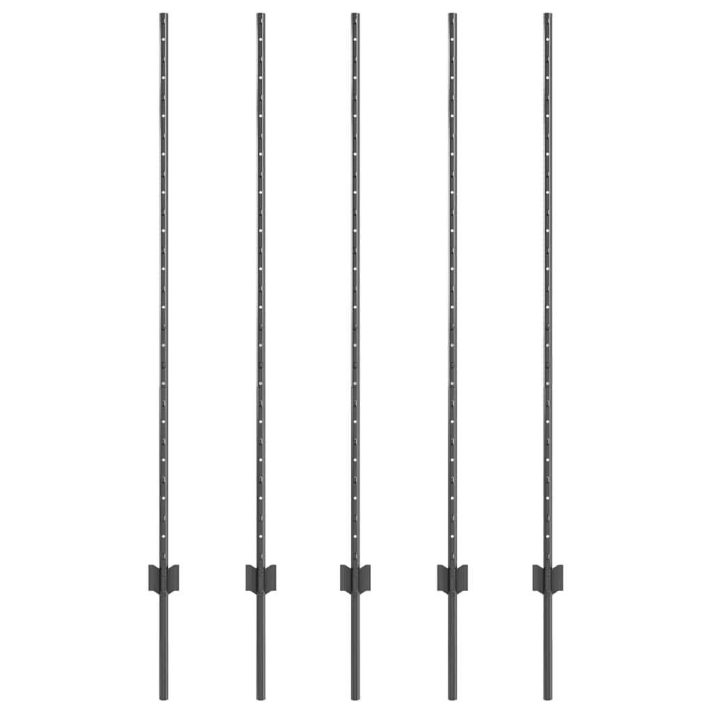 vidaXL Wbudowany słupek ogrodzeniowy 5 pcs Szary 180 cm