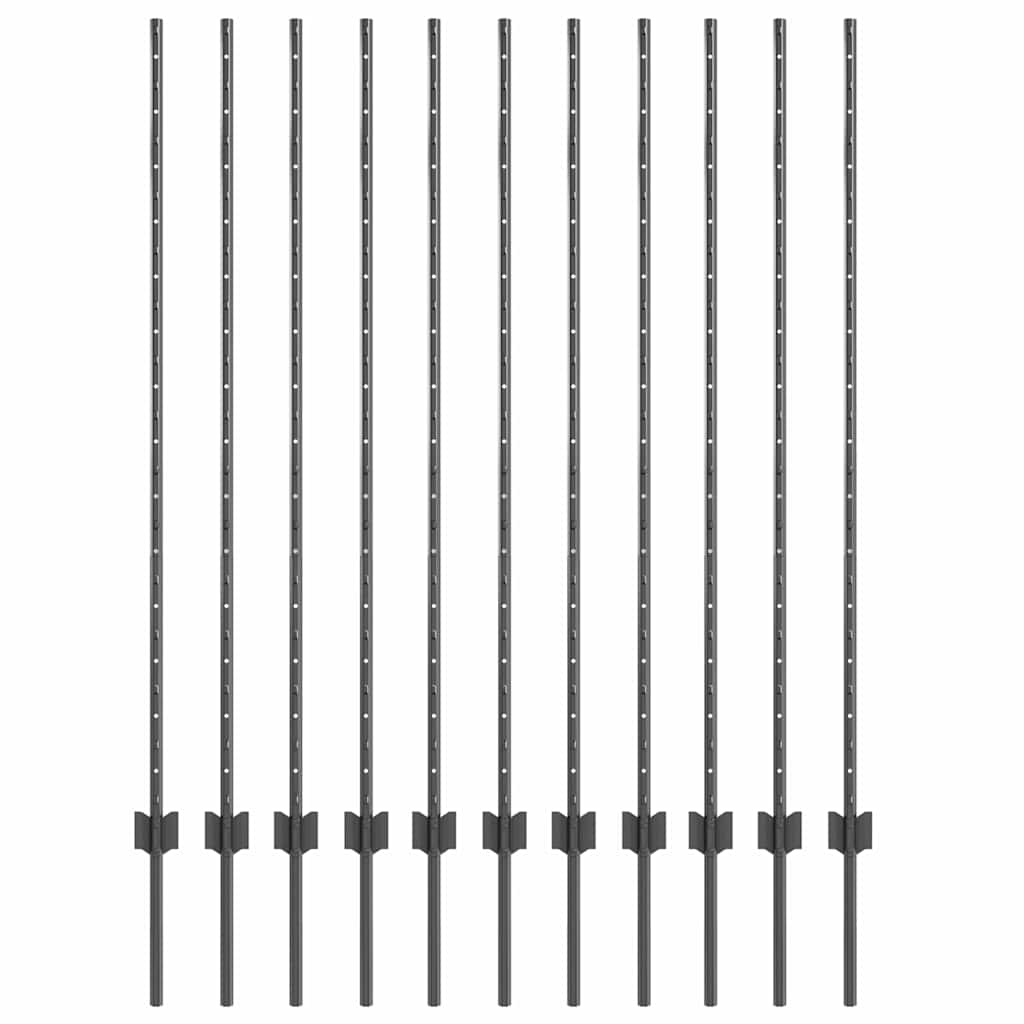 vidaXL Wbudowany słupek ogrodzeniowy 11 pcs Szary 180 cm