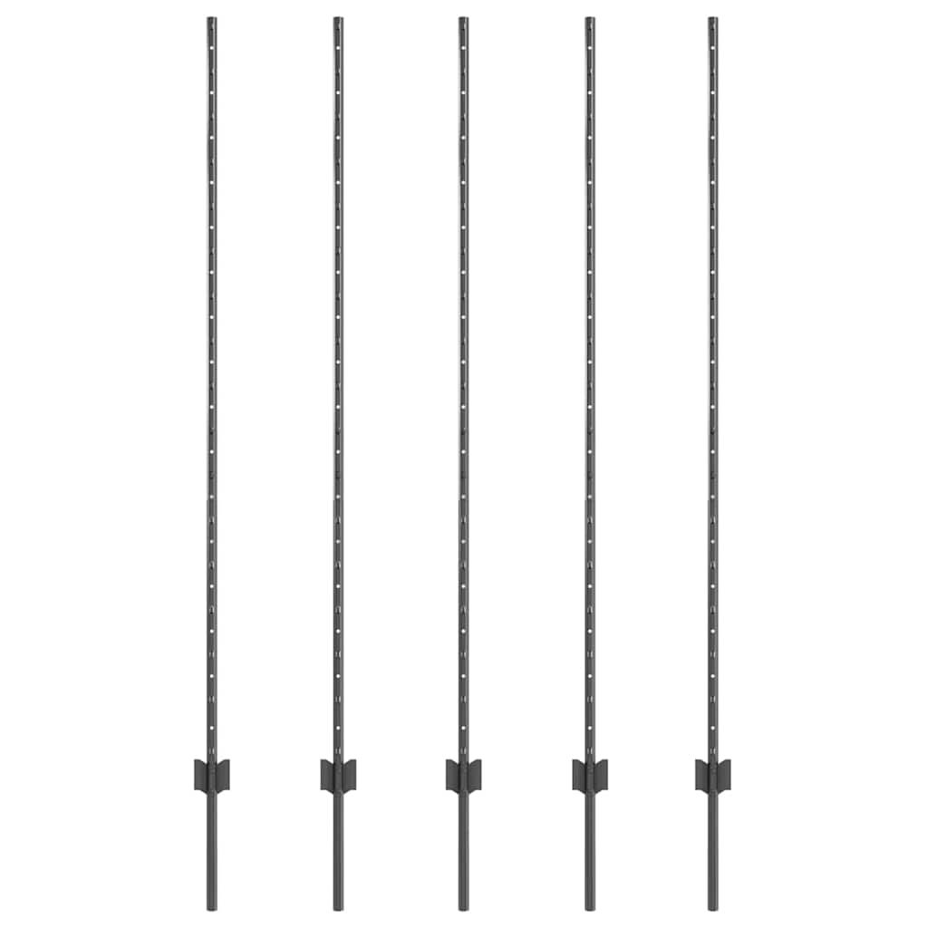 vidaXL Wbudowany słupek ogrodzeniowy 5 pcs Szary 200 cm