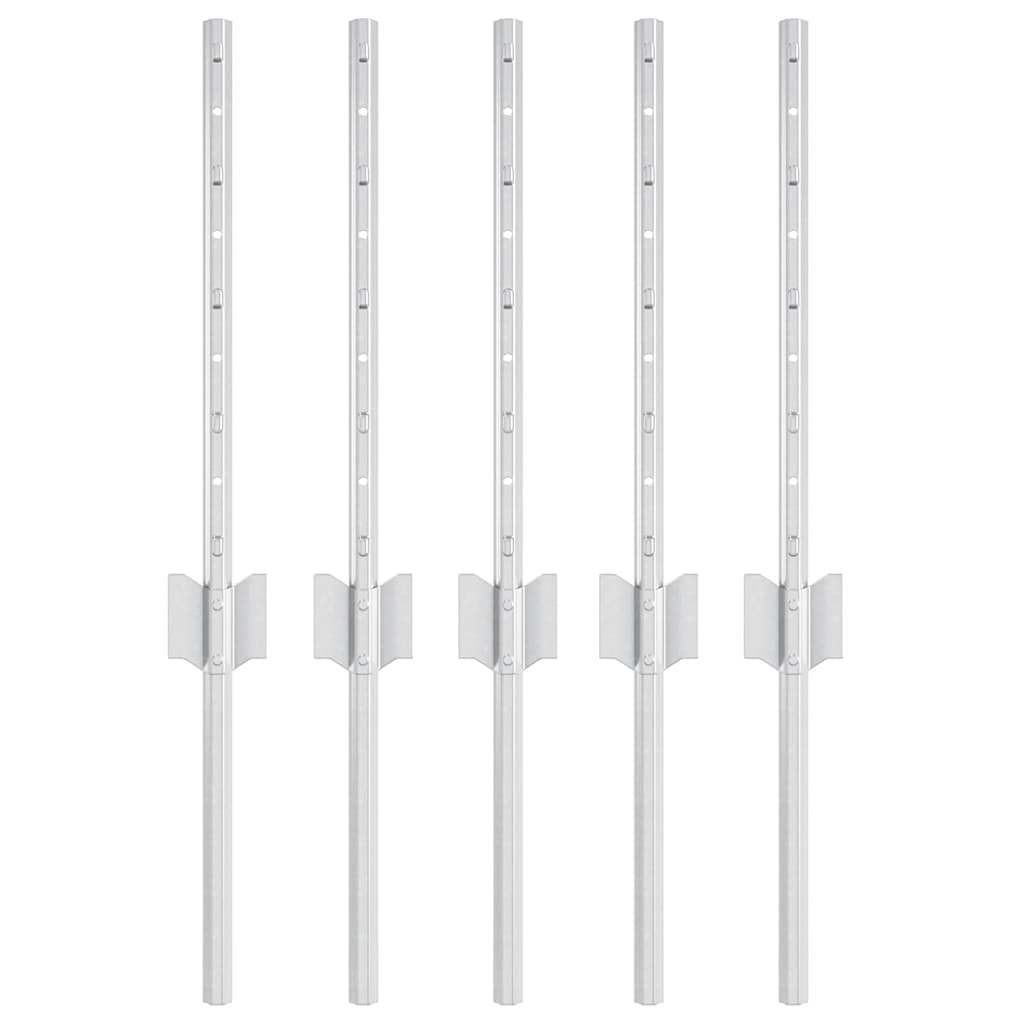 vidaXL Wbudowany słupek ogrodzeniowy 5 pcs srebrny 80 cm