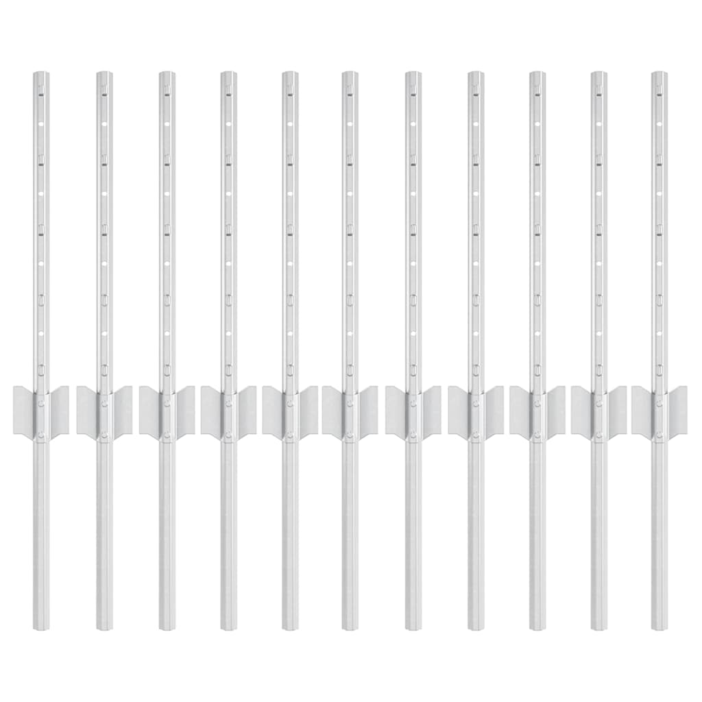 vidaXL Wbudowany słupek ogrodzeniowy 11 pcs srebrny 80 cm