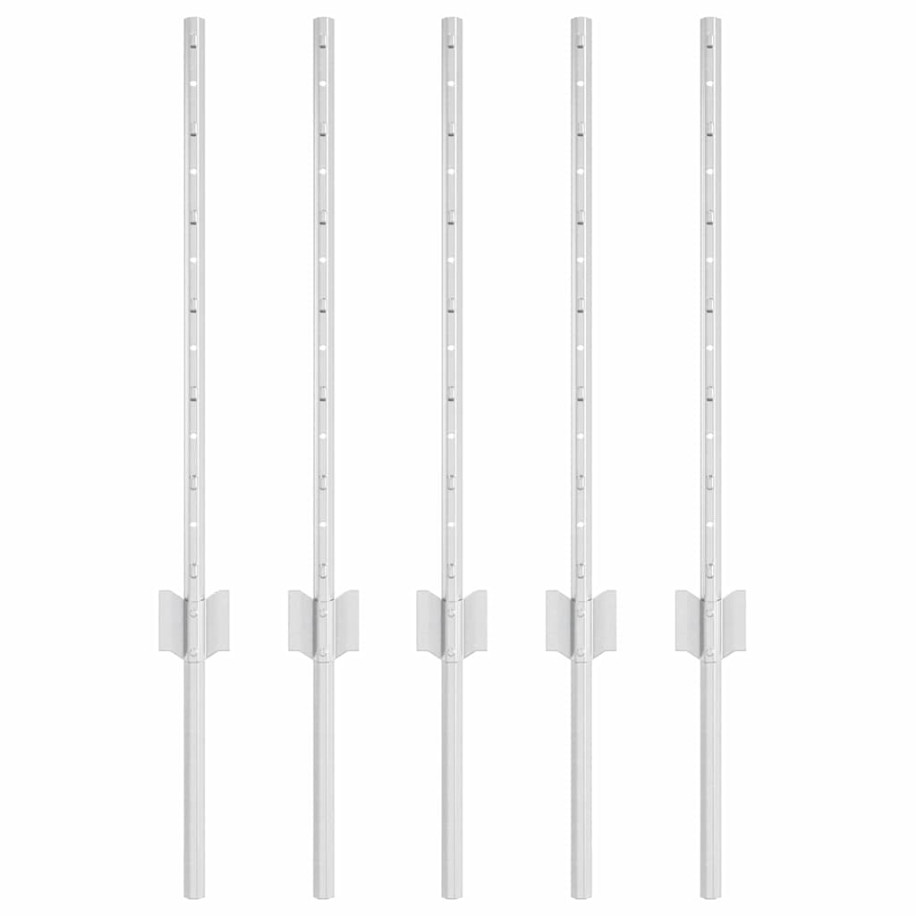 vidaXL Wbudowany słupek ogrodzeniowy 5 pcs srebrny 100 cm