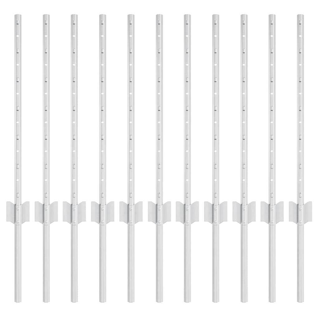 vidaXL Wbudowany słupek ogrodzeniowy 11 pcs srebrny 100 cm