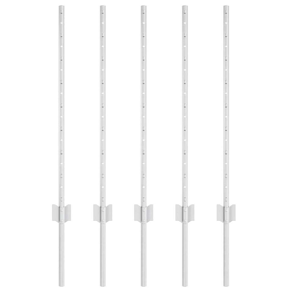 vidaXL Wbudowany słupek ogrodzeniowy 5 pcs srebrny 120 cm