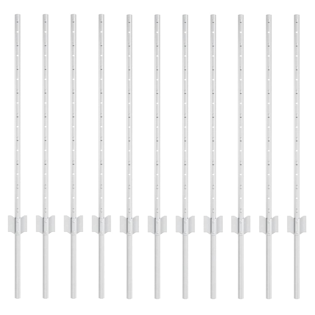 vidaXL Wbudowany słupek ogrodzeniowy 11 pcs srebrny 120 cm