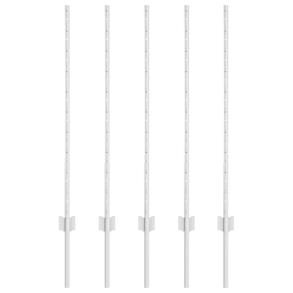 vidaXL Wbudowany słupek ogrodzeniowy 5 pcs srebrny 140 cm