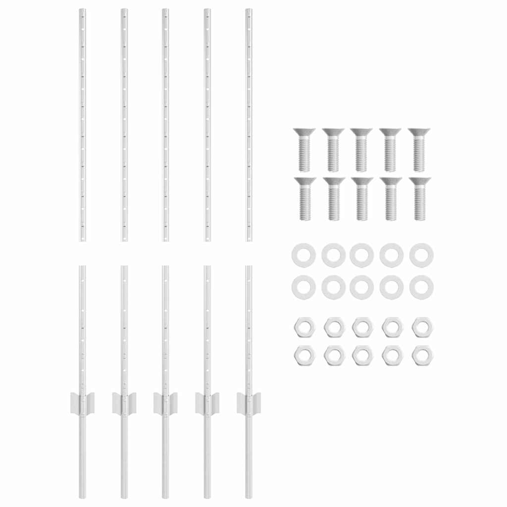 vidaXL Wbudowany słupek ogrodzeniowy 5 pcs srebrny 140 cm