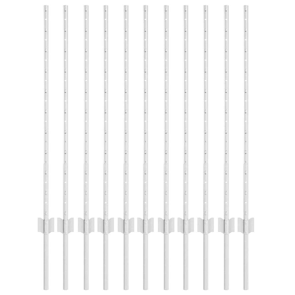 vidaXL Wbudowany słupek ogrodzeniowy 11 pcs srebrny 140 cm