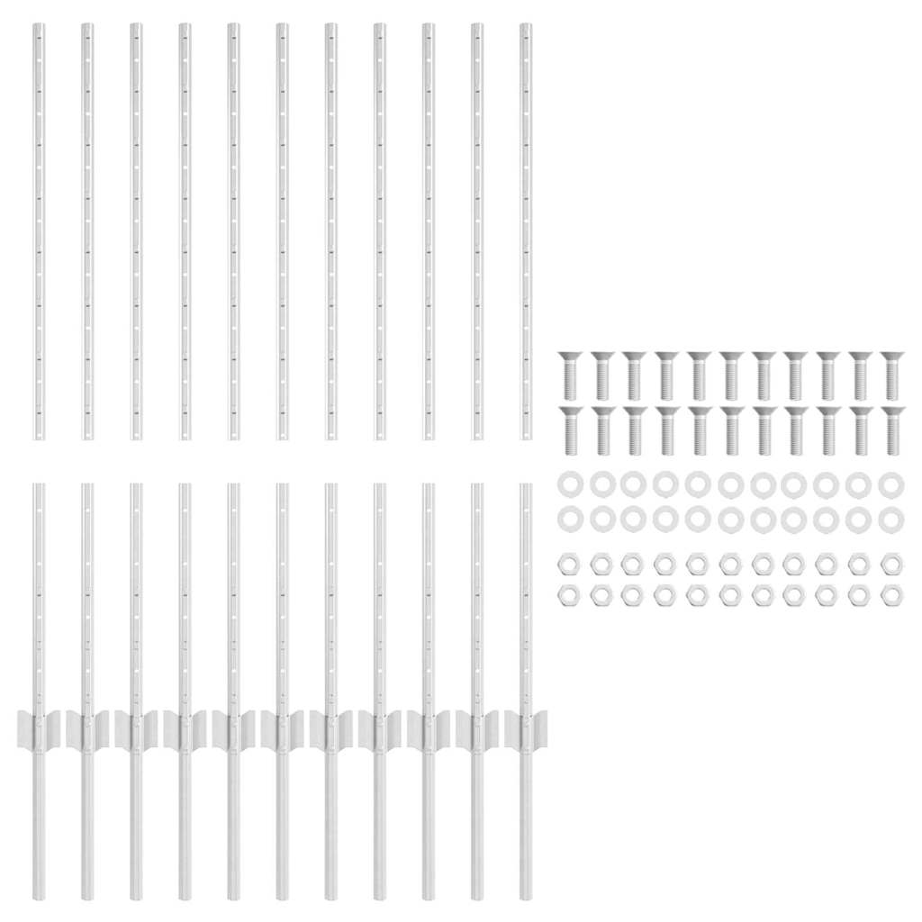 vidaXL Wbudowany słupek ogrodzeniowy 11 pcs srebrny 140 cm