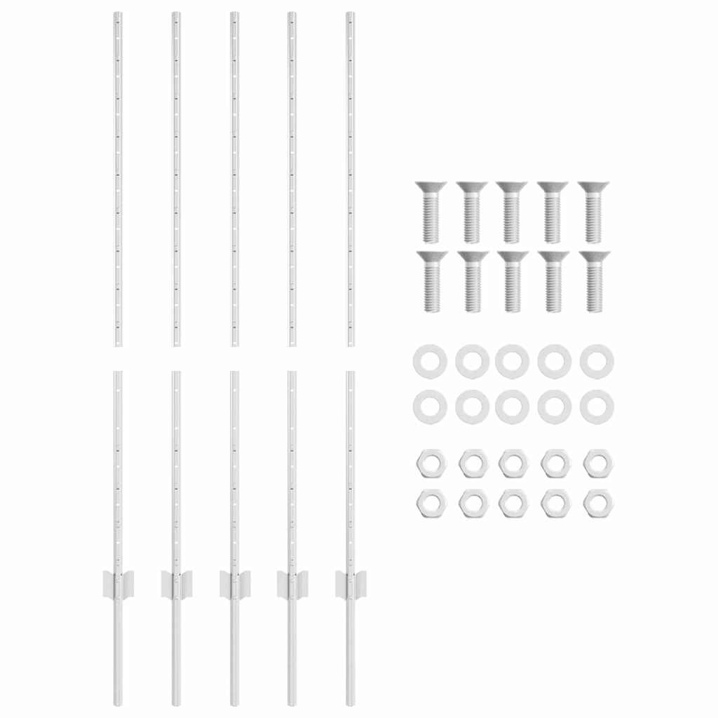 vidaXL Wbudowany słupek ogrodzeniowy 5 pcs srebrny 160 cm