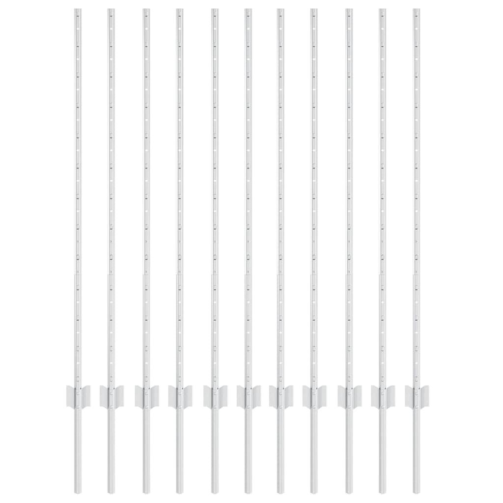 vidaXL Wbudowany słupek ogrodzeniowy 11 pcs srebrny 160 cm