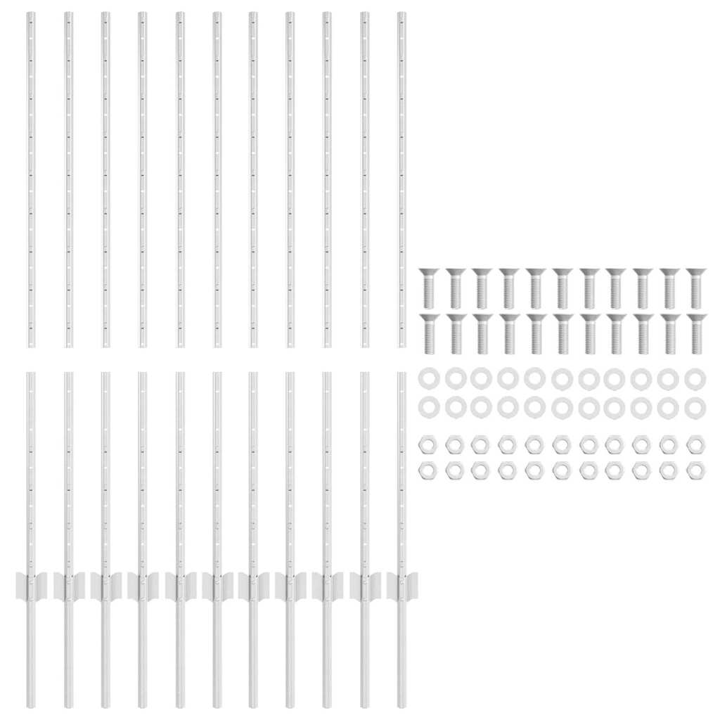 vidaXL Wbudowany słupek ogrodzeniowy 11 pcs srebrny 160 cm