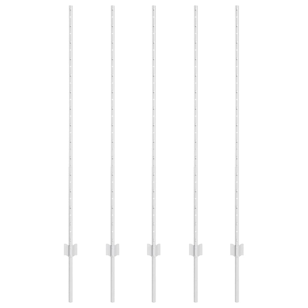 vidaXL Wbudowany słupek ogrodzeniowy 5 pcs srebrny 180 cm