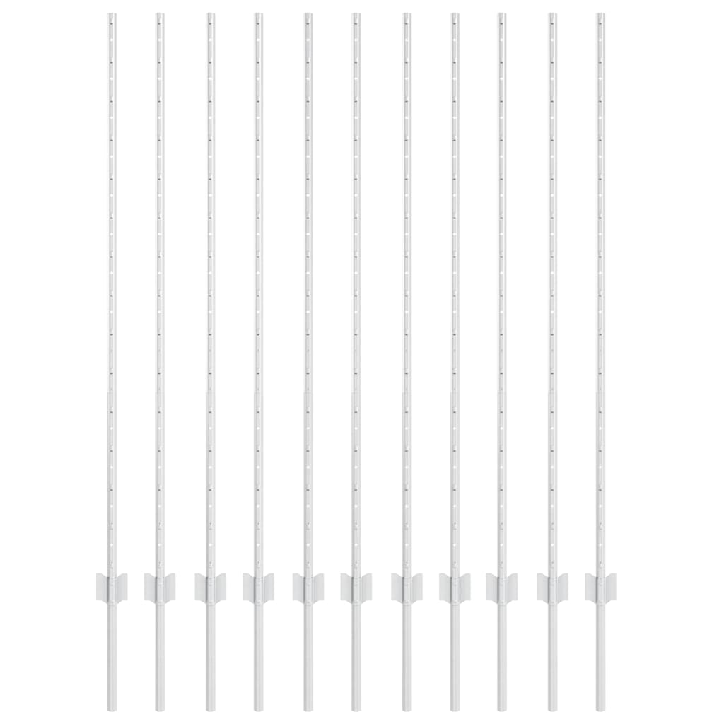 vidaXL Wbudowany słupek ogrodzeniowy 11 pcs srebrny 180 cm