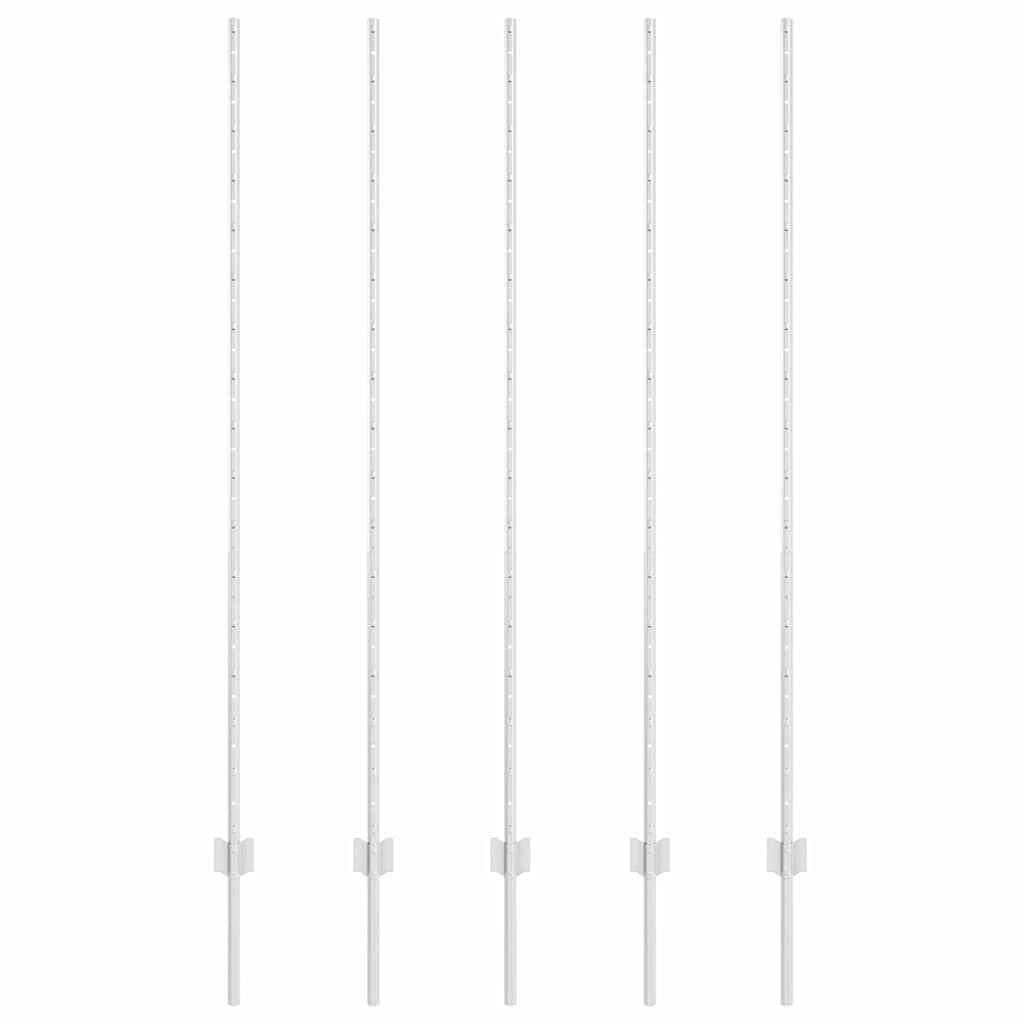 vidaXL Wbudowany słupek ogrodzeniowy 5 pcs srebrny 200 cm