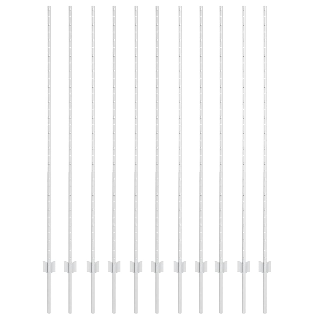 vidaXL Wbudowany słupek ogrodzeniowy 11 pcs srebrny 200 cm