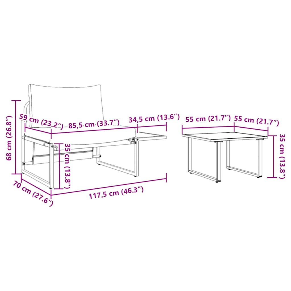 vidaXL Zestaw Sof na Ogród 2 pcs Antracyt Stal