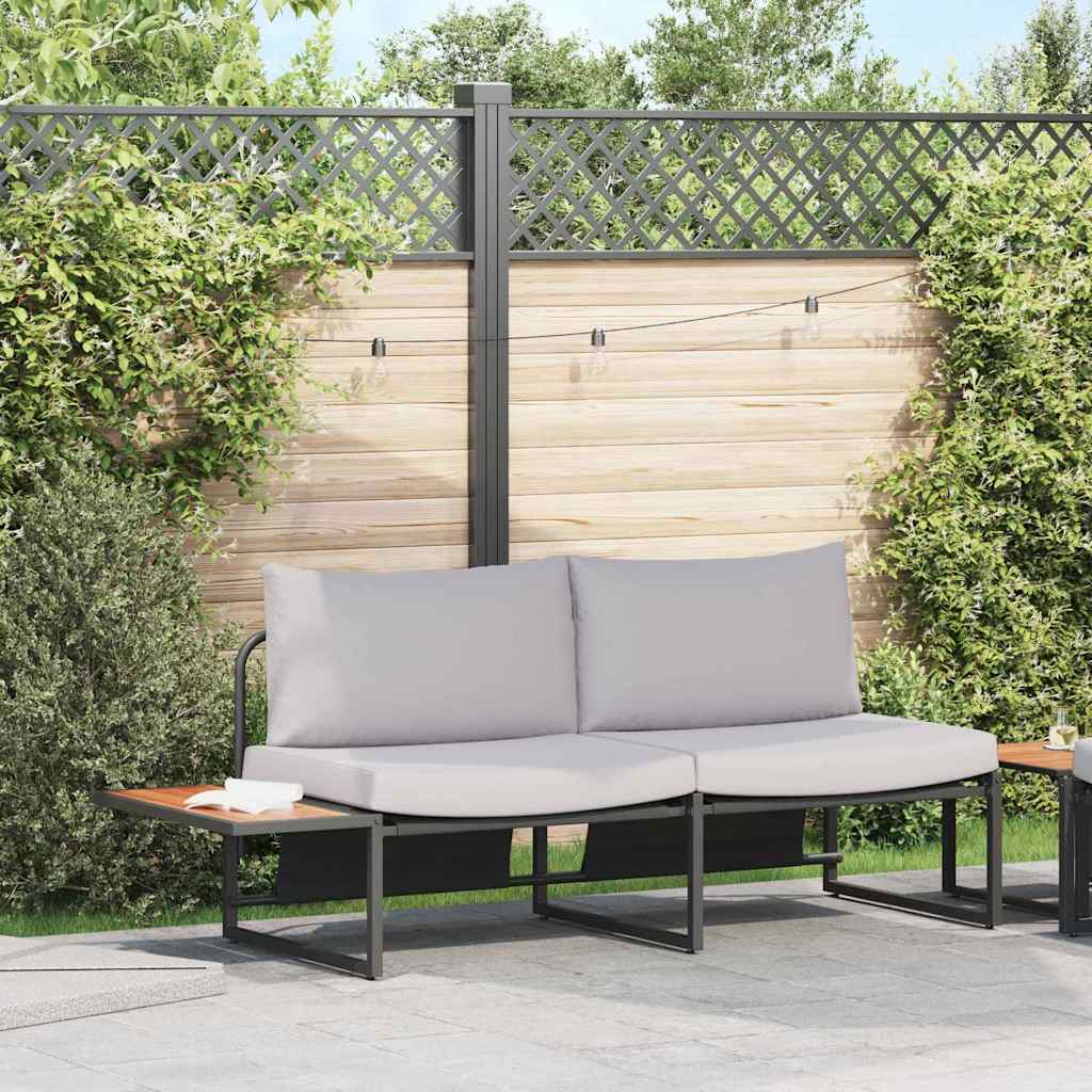 vidaXL Sofa Ogrodowa z poduszką Jasnoszary 200,5 x 70 x 85,5 cm Stal