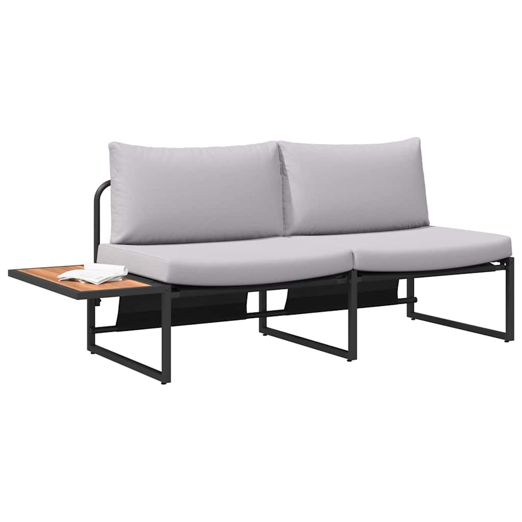 vidaXL Sofa Ogrodowa z poduszką Jasnoszary 200,5 x 70 x 85,5 cm Stal