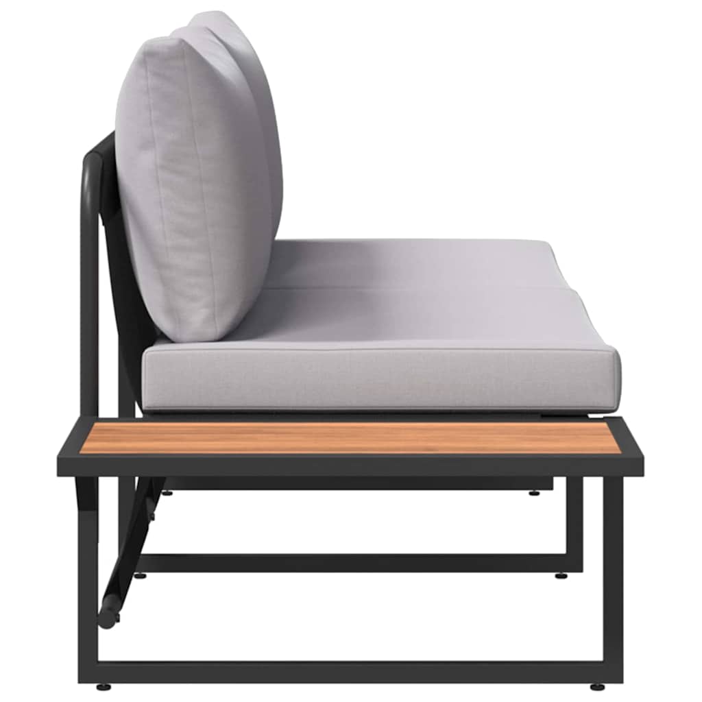 vidaXL Sofa Ogrodowa z poduszką Jasnoszary 200,5 x 70 x 85,5 cm Stal