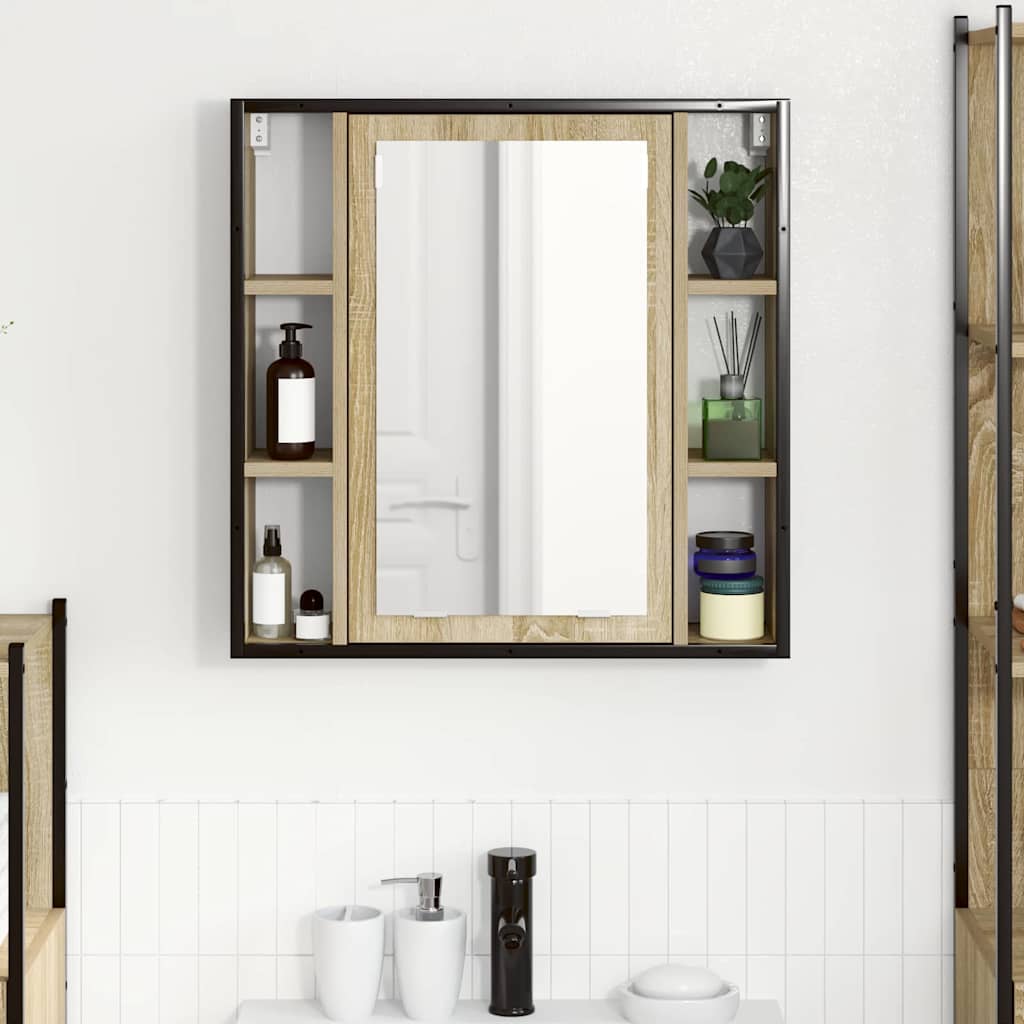 vidaXL Szafka z lustrem z półką z drzwiami Dąb Sonoma 60 x 16 x 60 cm