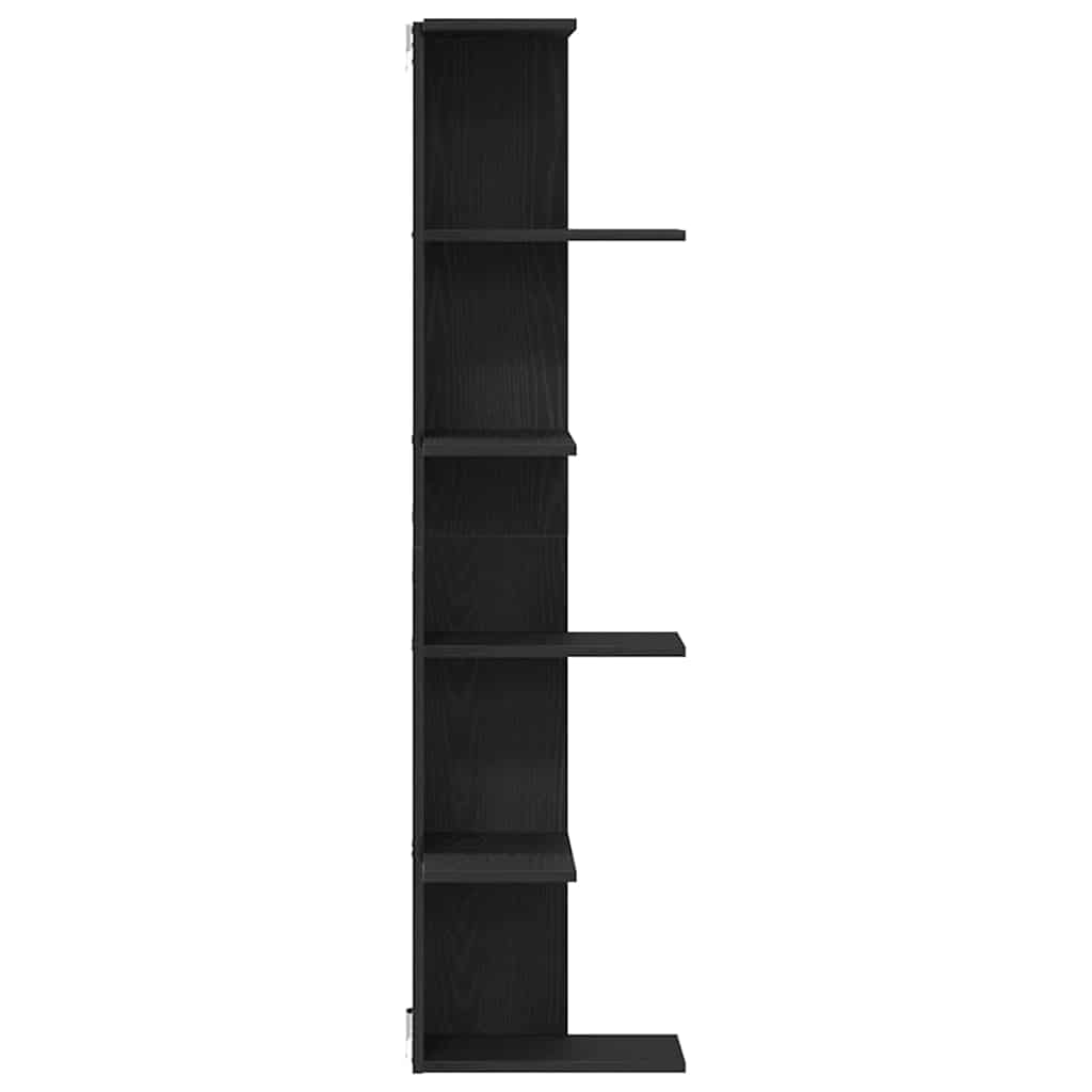 vidaXL Półka Kątowa na Ścianę z półką Czarny Dąb 36.5 x 36.5 x 140 cm