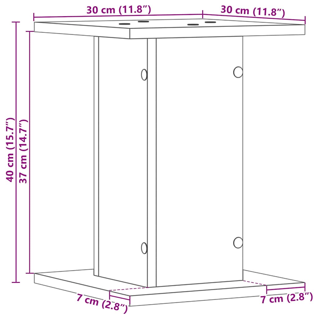 vidaXL Stojaki na głośniki 2 pcs Czarny Dąb 30 x 30 x 40 cm