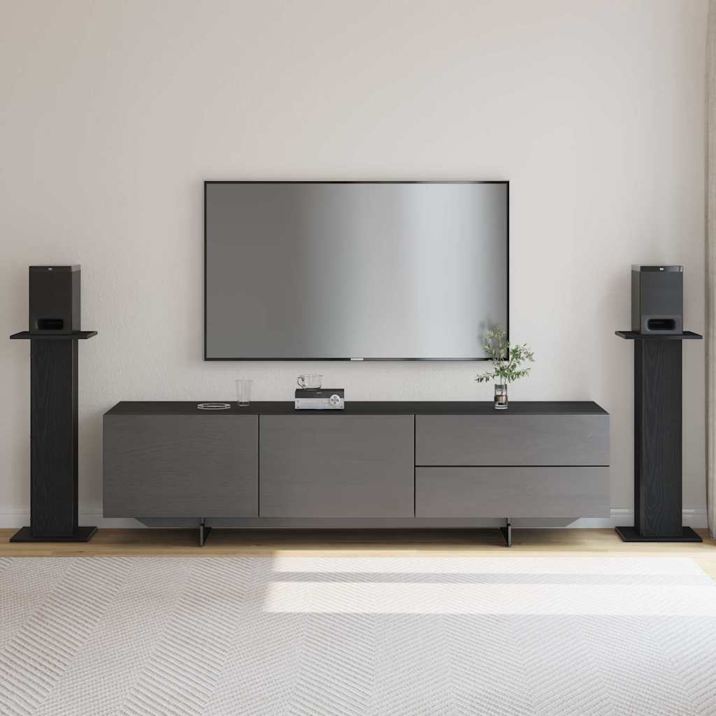 vidaXL Stojaki na głośniki 2 pcs Czarny Dąb 30 x 30 x 80 cm