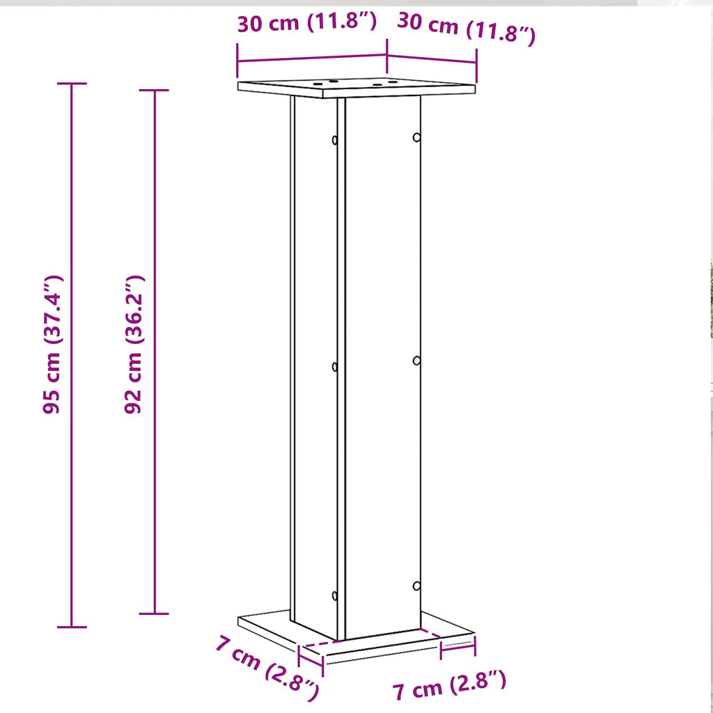 vidaXL Stojaki na głośniki 2 pcs Czarny Dąb 30 x 30 x 95 cm